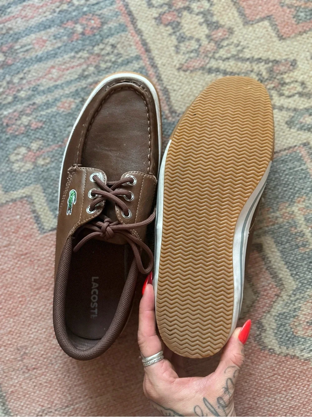 Lacoste Men's Brown Leather Boat Shoes